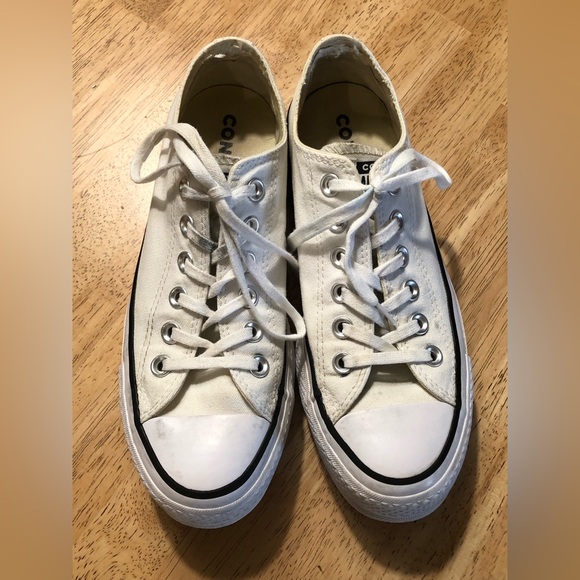 White Converse Platform Chuck Taylor Sneakers - Size 6.5 - Picture 3 of 10